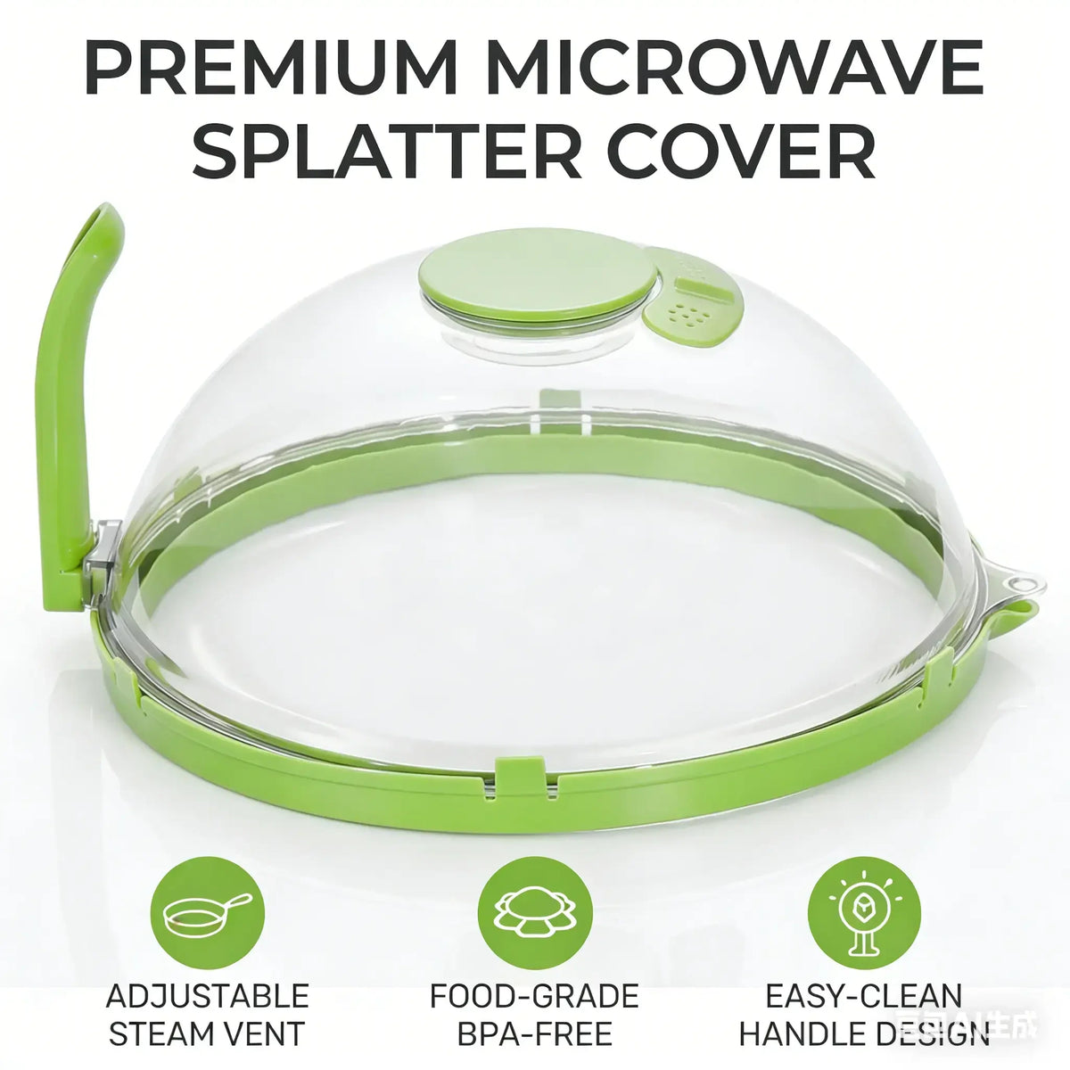 Clear Microwave Splatter Cover with Steamer Basket & Steam Vent Lid