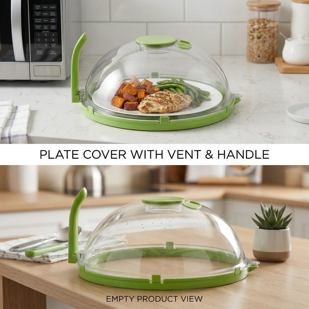 Clear Microwave Splatter Cover with Steamer Basket & Steam Vent Lid